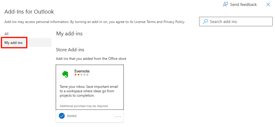 Step 3: Navigate to My Add-ins tab