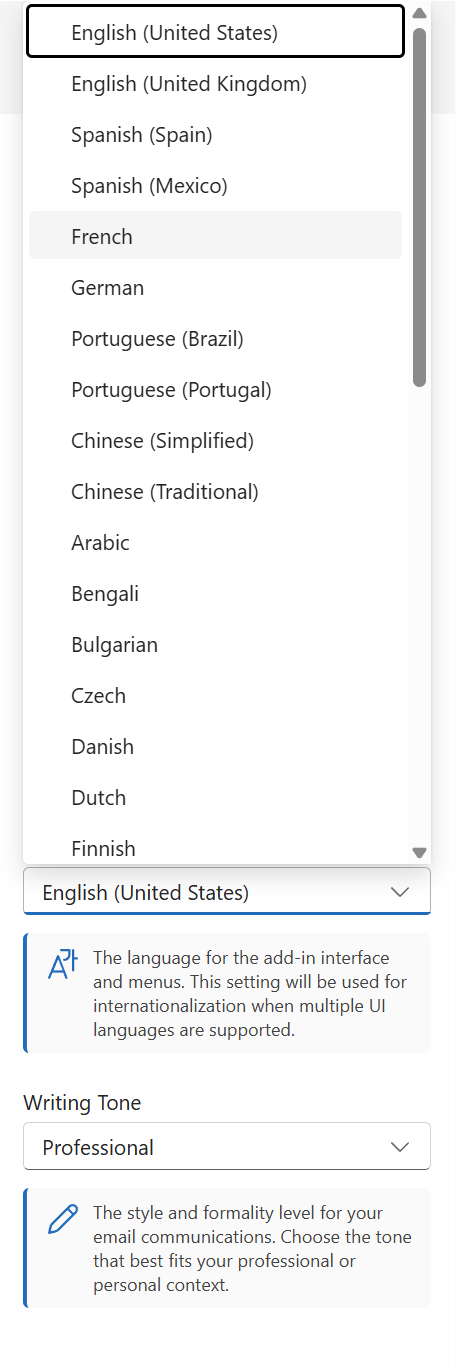 Multilingual Interface feature